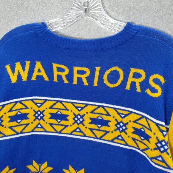 Golden State Warriors‎ Men Ugly Sweater XL Yellow Knit Long Sleeve Crew Neck - Picture 4 of 8